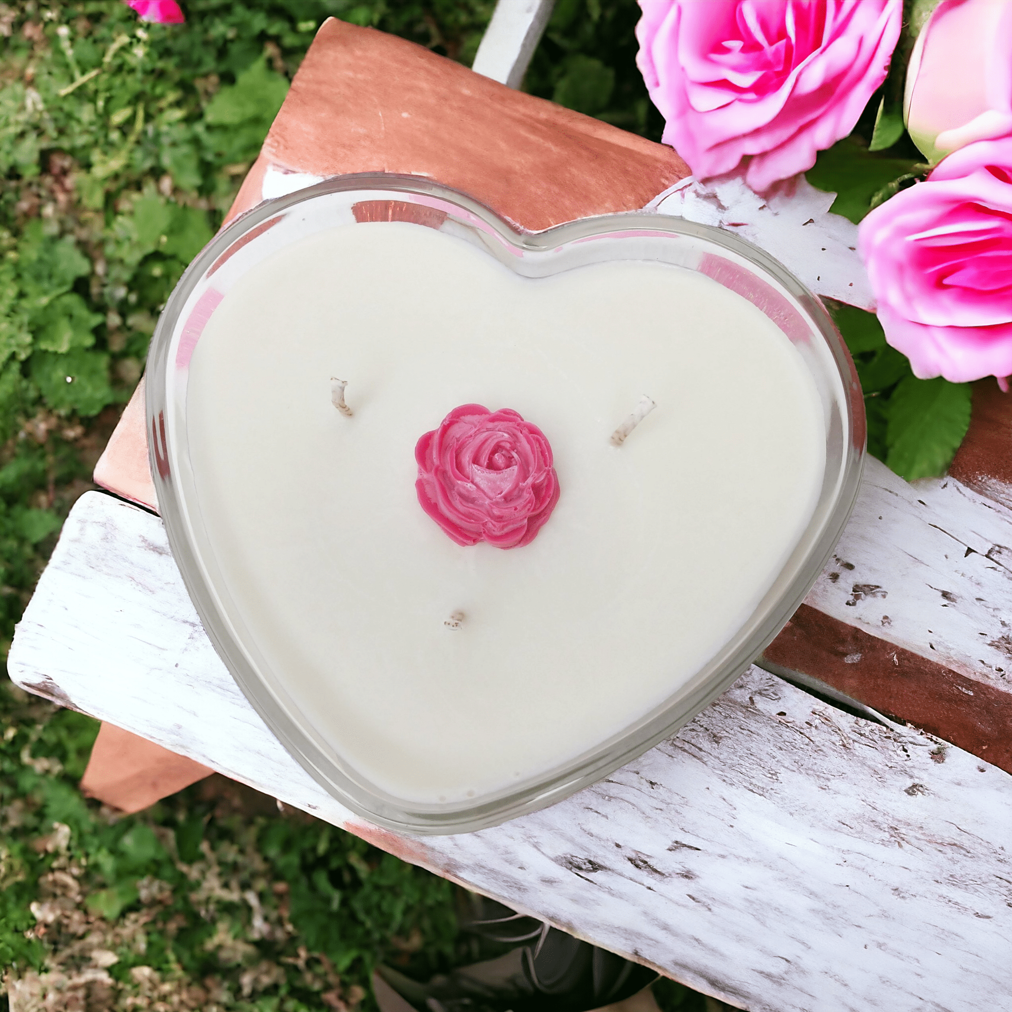 Heart Shaped Candle Rose Scent | Love Bubble Candle from Organic Soy Wax in  Cube Shape | Perfect Candle Present for Your Love, Valentine Gift, Gift