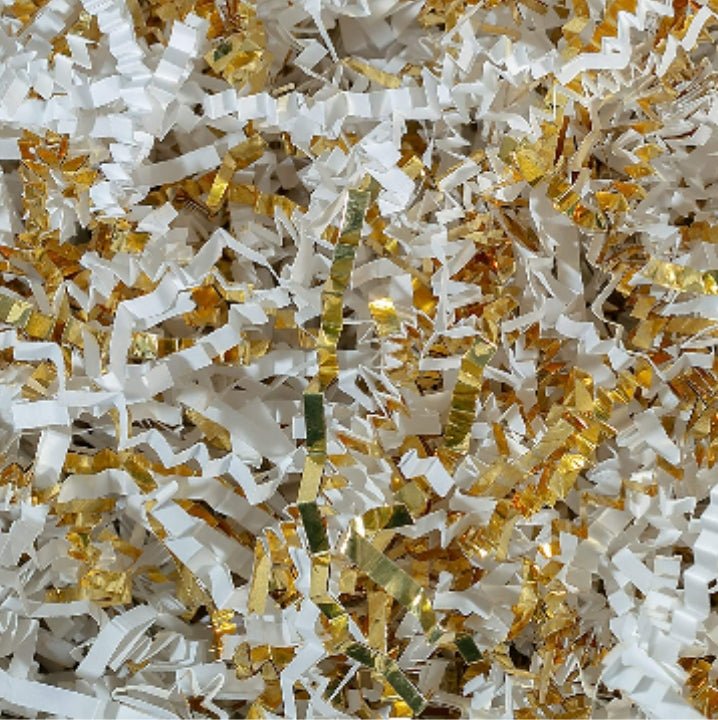 gold and white crinkle paper