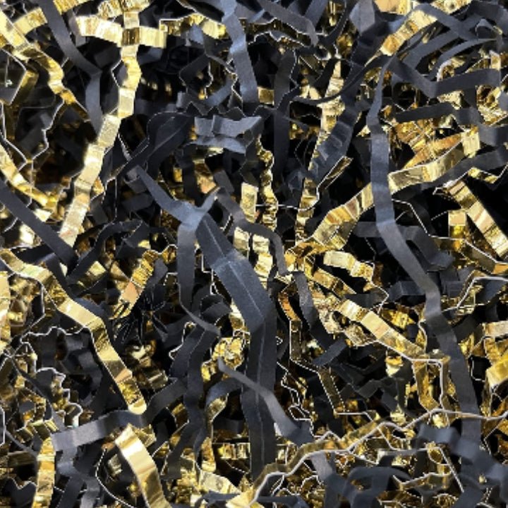 gold and black crinkle paper