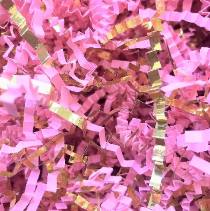pink and gold crinkle paper