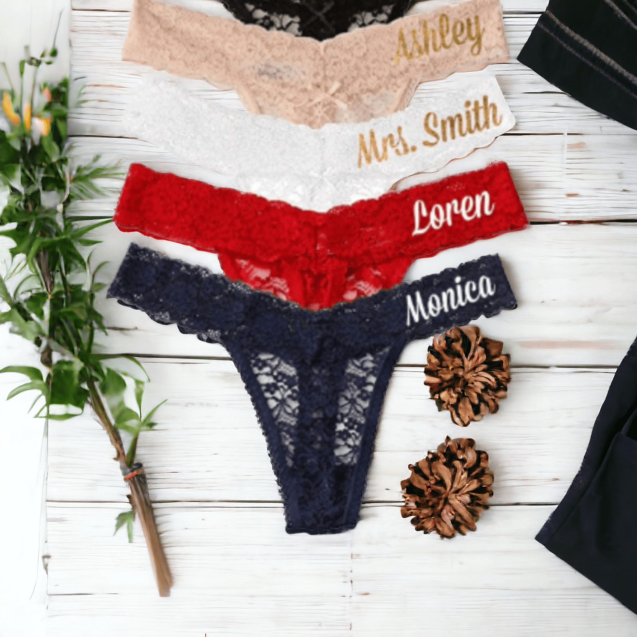 Personalise Bride Honeymoon Panties Custom Name Gift Lace Thong  Bachelorette Party Gifts Bridesmaid Wedding Party Lingerie