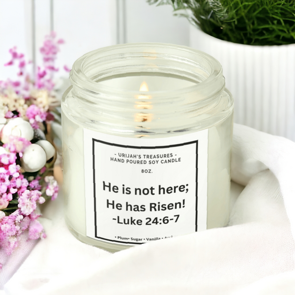 8oz Coconut-Soy Custom Personalized Easter Candle Resurrection Candle Bible Scripture Quote Easter Gift For Him Easter Gift For Her