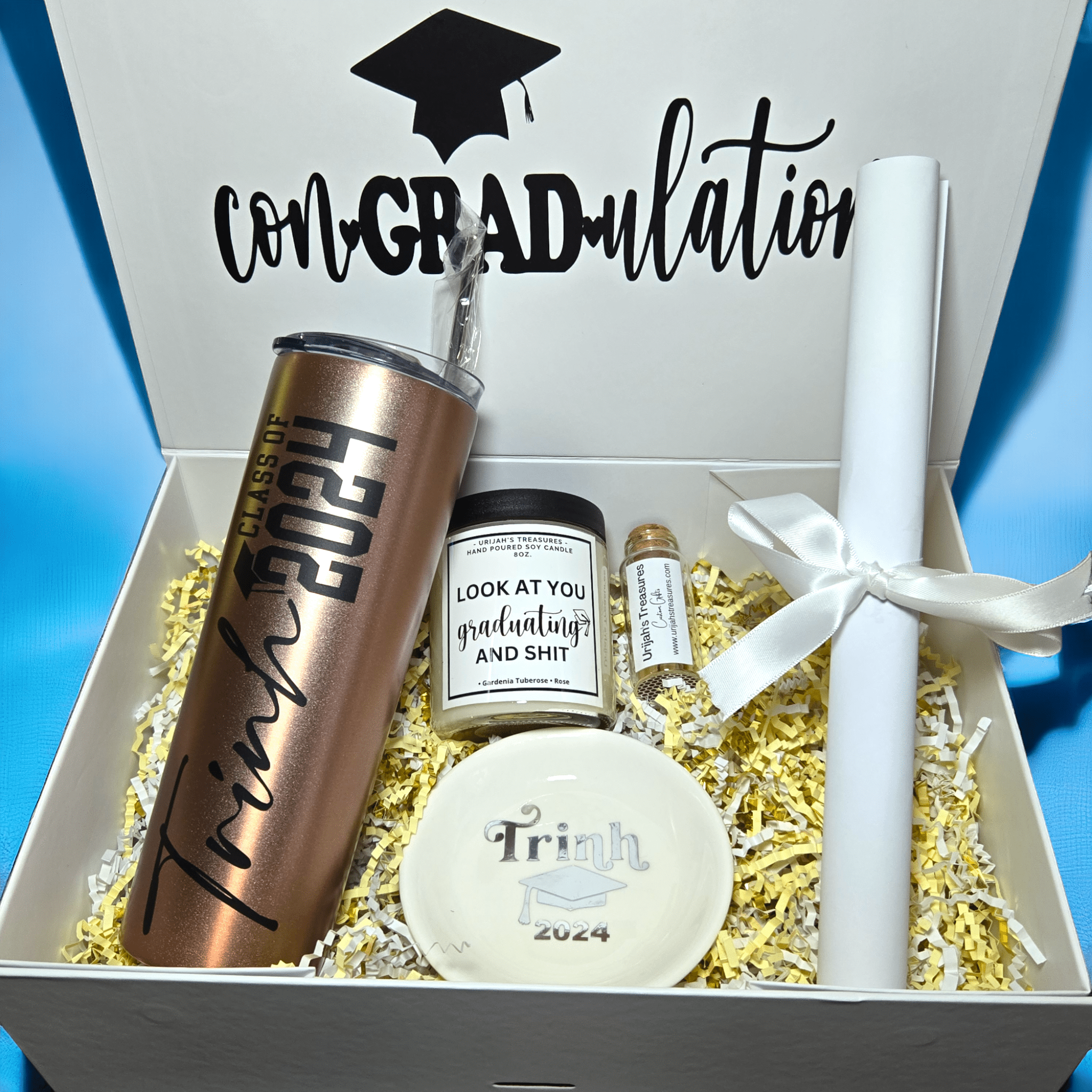 Graduation Box 2024 Luxury Graduation gift box for her, gift for graduation, luxury graduation gift box, college graduation gift box, high school graduation gift box happy graduation, grad gift box for her - Urijah's TreasuresUrijah's TreasuresGraduation