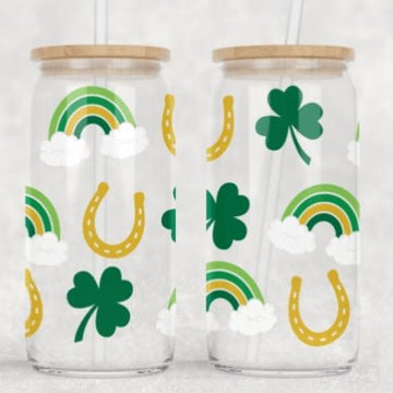 St Saint Patricks Day Drink Green Lucky Tumbler Cup Straw 16oz Water Plastic  - Cap Store Online.com