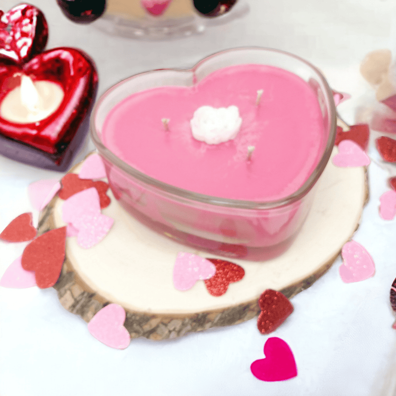 20oz Large White or Pink Personalized Heart Shaped Candle, Large Candle Gift, 3 Wick Candle, Natural Coconut-Soy wax Candle, Valentines Day Candle, Valentines Day Gifts For Her, Valentines Day Gifts For Him - Urijah's TreasuresUrijah's TreasurescandleCustom