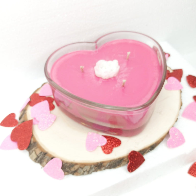 20oz Large White or Pink Personalized Heart Shaped Candle, Large Candle Gift, 3 Wick Candle, Natural Soy wax Candle, Valentines Day Candle, Valentines Day Gifts For Her, Valentines Day Gifts For Him - Urijah's TreasuresUrijah's TreasurescandleCustom