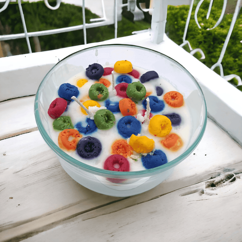32oz Fruit Loop Scented Candle in a Cereal Bowl: Elevate Your Space with a Whimsical and Aromatic Touch - Urijah's TreasuresUrijah's TreasuresDessert Candle