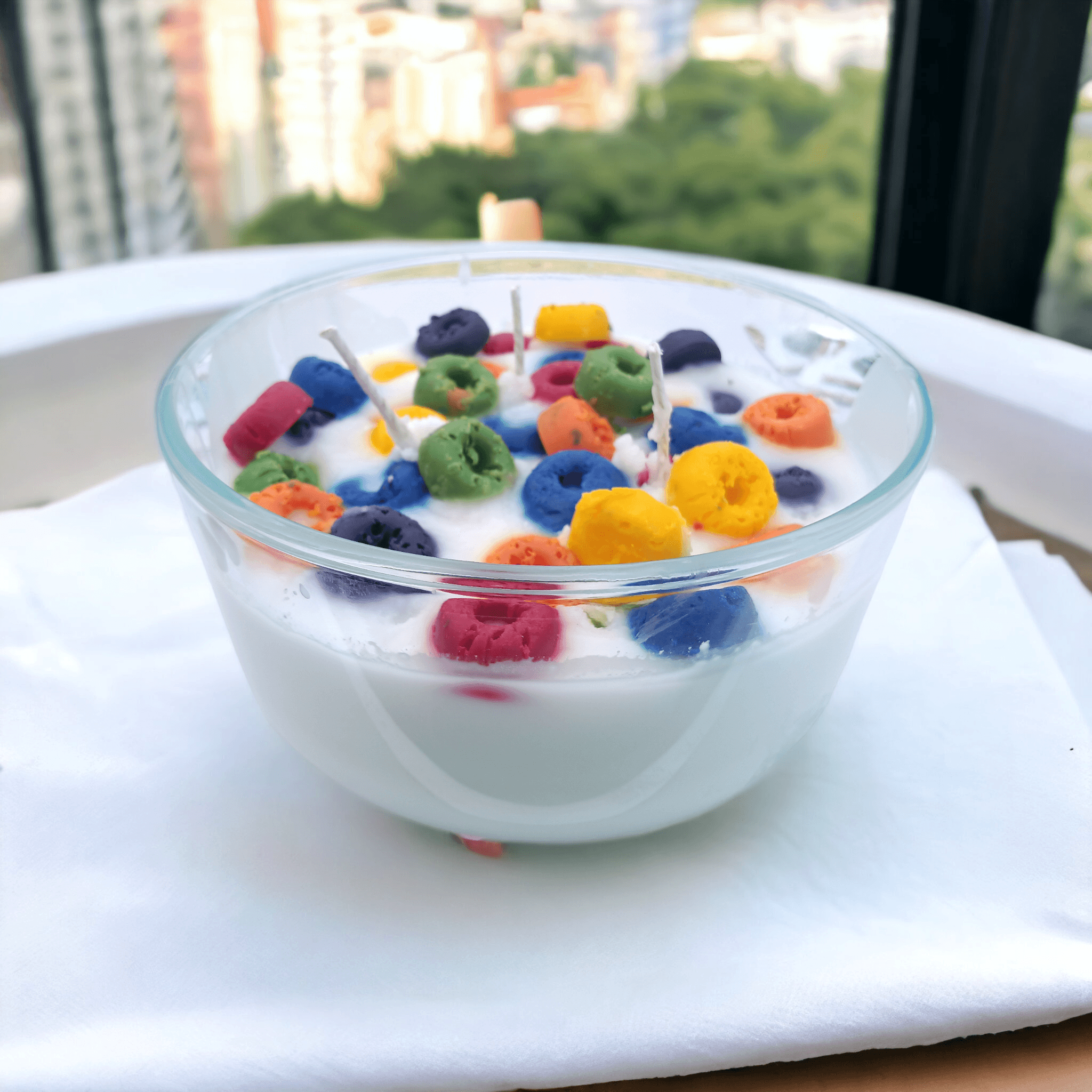 32oz Fruit Loop Scented Candle in a Cereal Bowl: Elevate Your Space with a Whimsical and Aromatic Touch - Urijah's TreasuresUrijah's TreasuresDessert Candle