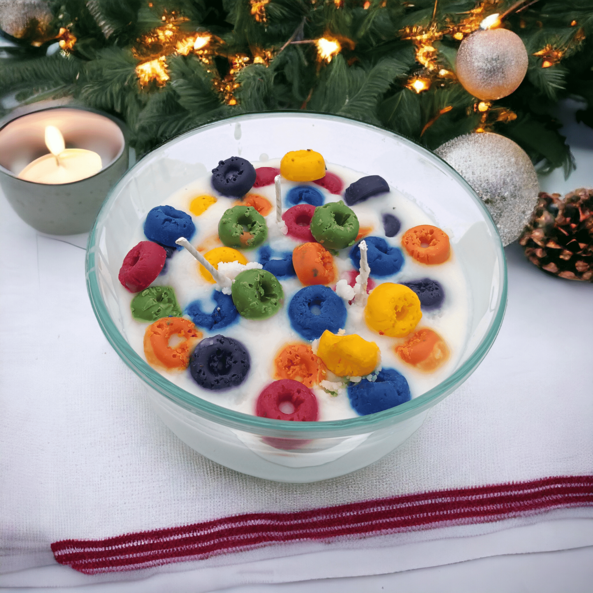 32oz Fruit Loop Scented Candle in a Cereal Bowl: Elevate Your Space with a Whimsical and Aromatic Touch - Urijah's TreasuresUrijah's TreasuresDessert Candle