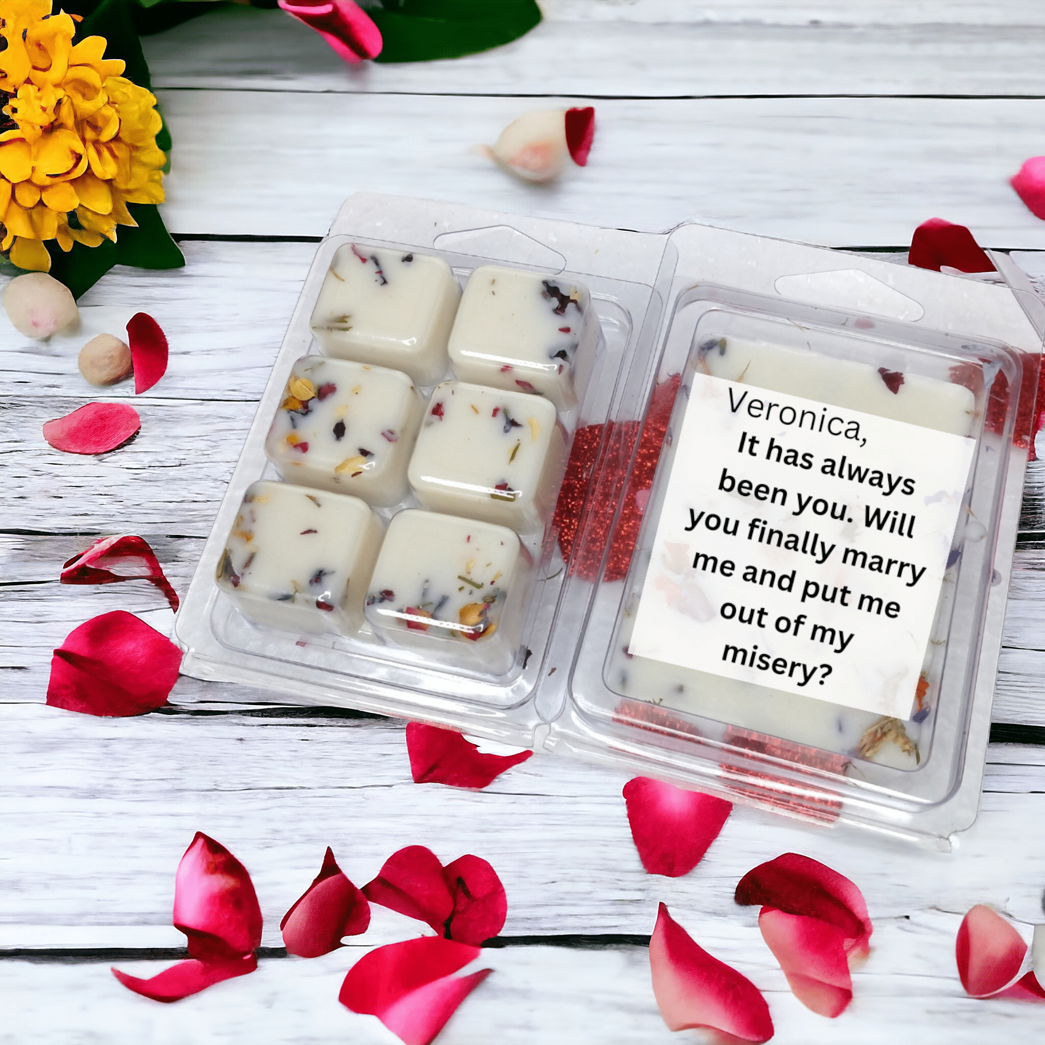 4 Personalized Valentine's Day Wax Melts-2 White & 2 Pink-strong wax tart  melts - soy blend wax melts - wax melts cubes for warmer - cheap lasting wax  melts - Urijah's Treasures