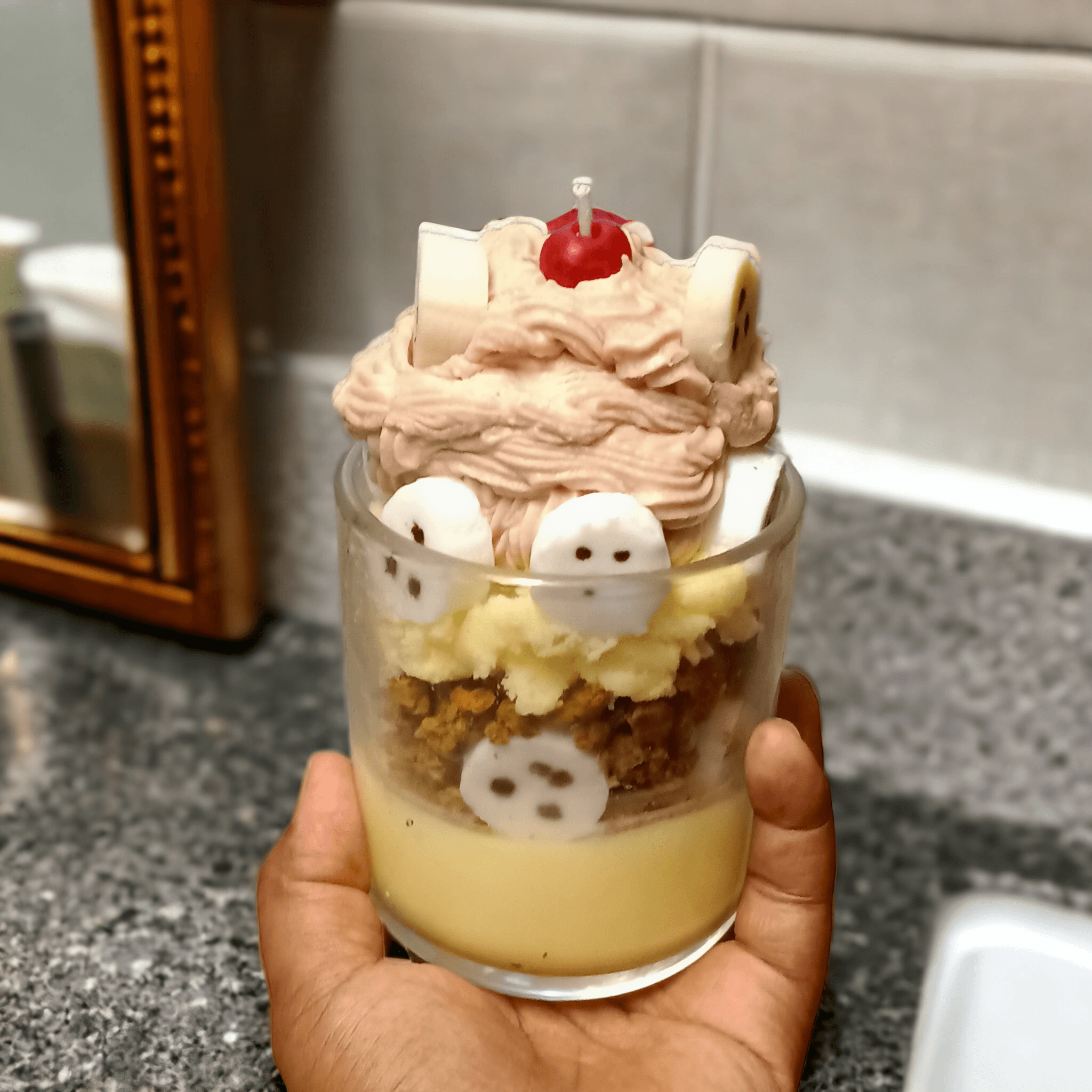 Banana Nutbread Candle: Handcrafted Delight with Banana Slices, Pie Crumbs, and Exquisite Fragrance - Urijah's TreasuresUrijah's TreasuresDessert Candle