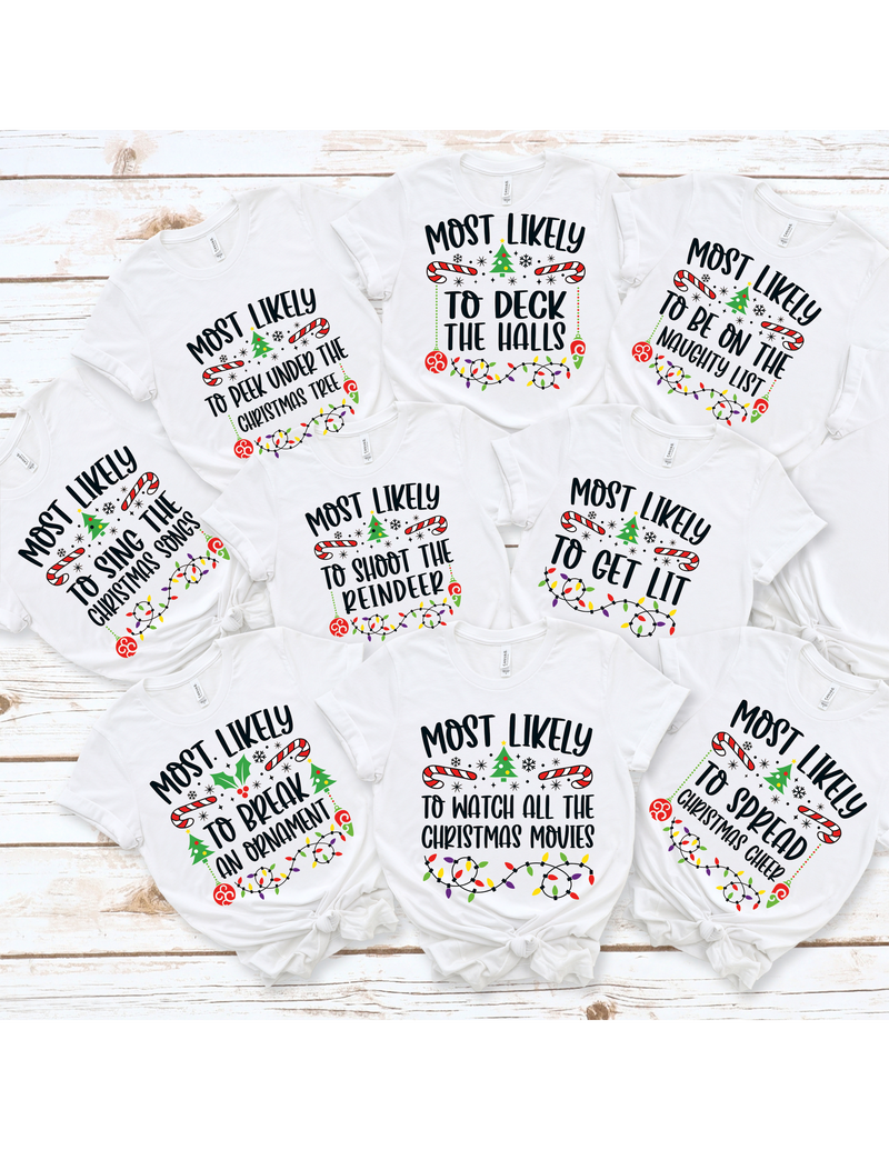 Most Likely To Family Matching Christmas Pajamas | Fun Personalized Options | Unisex Festive Sleepwear Set for Memorable Holidays