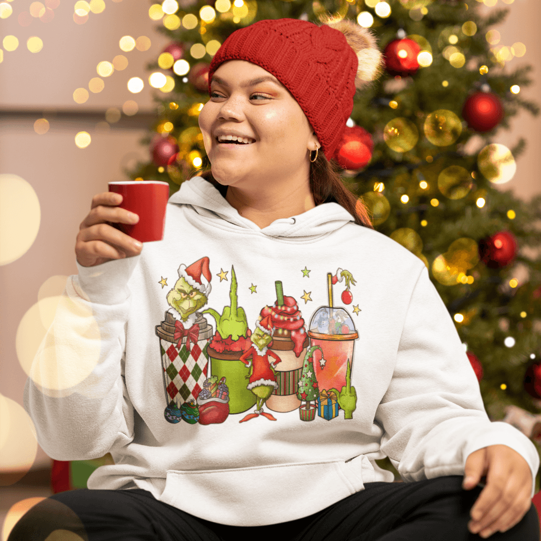 Grinch Coffee Cups Hoodie Christmas Coffee Cups Unisex - Urijah's TreasuresUrijah's TreasuresChristmas