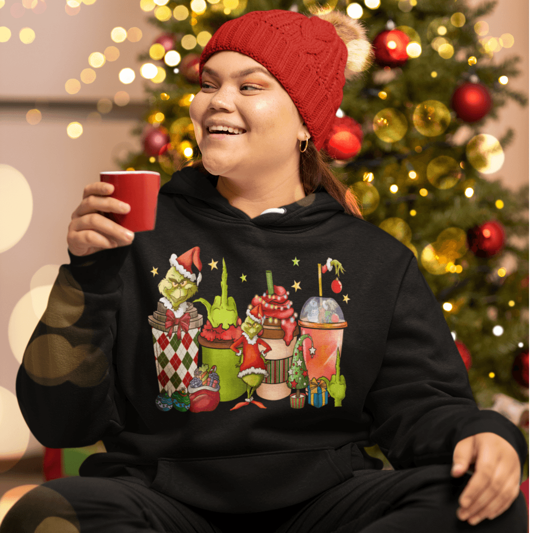 Grinch Coffee Cups Hoodie Christmas Coffee Cups Unisex - Urijah's TreasuresUrijah's TreasuresChristmas