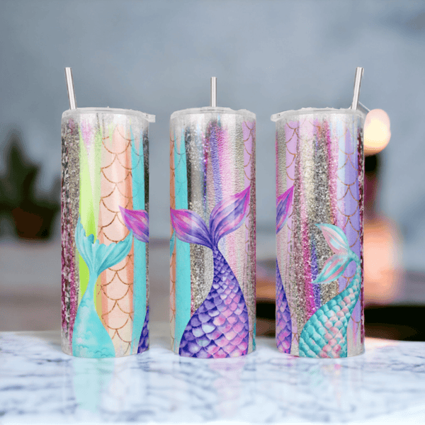 24 oz Curve Tumbler w/Handle - Mermaid Princess – MysticCharmDesigns