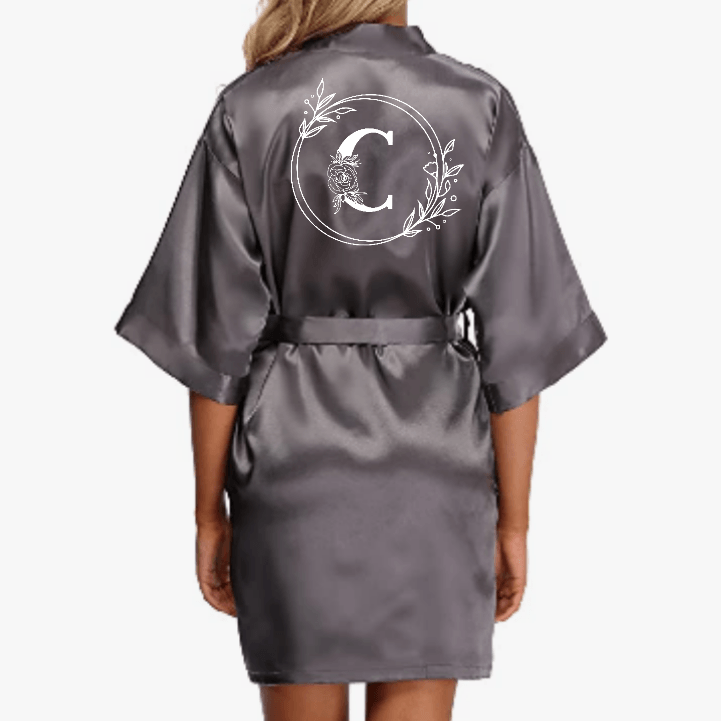 Personalized & Monogrammed Women's Short Kimono Robe Dressing Gown Silky Bride Bridesmaid Robes Bathrobe - Urijah's TreasuresUrijah's TreasuresCustom