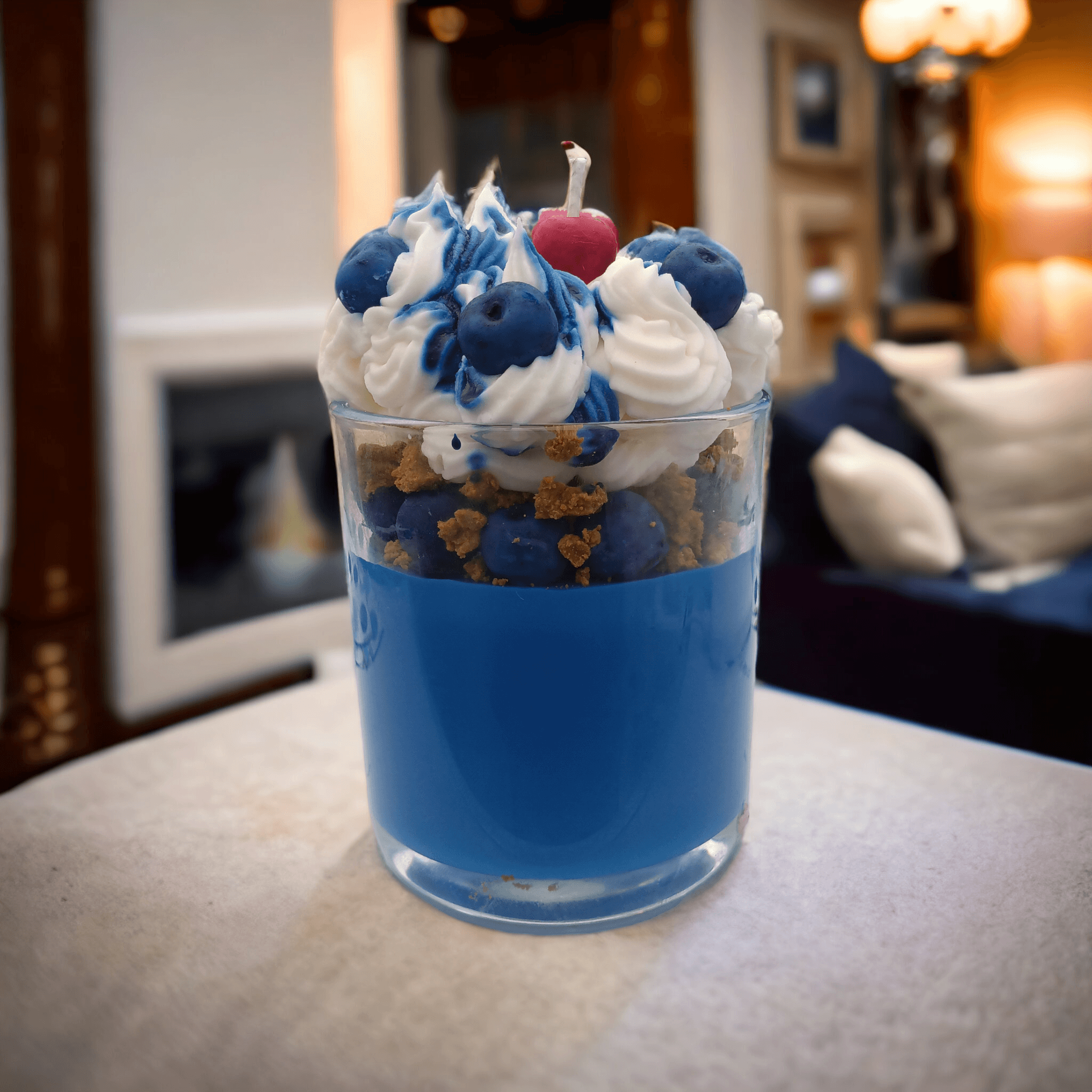 Premium 14oz Blueberry Cheesecake Candle with Pie Crumble, Cream, and Blueberry Pieces - Urijah's TreasuresUrijah's TreasurescandleDessert Candle