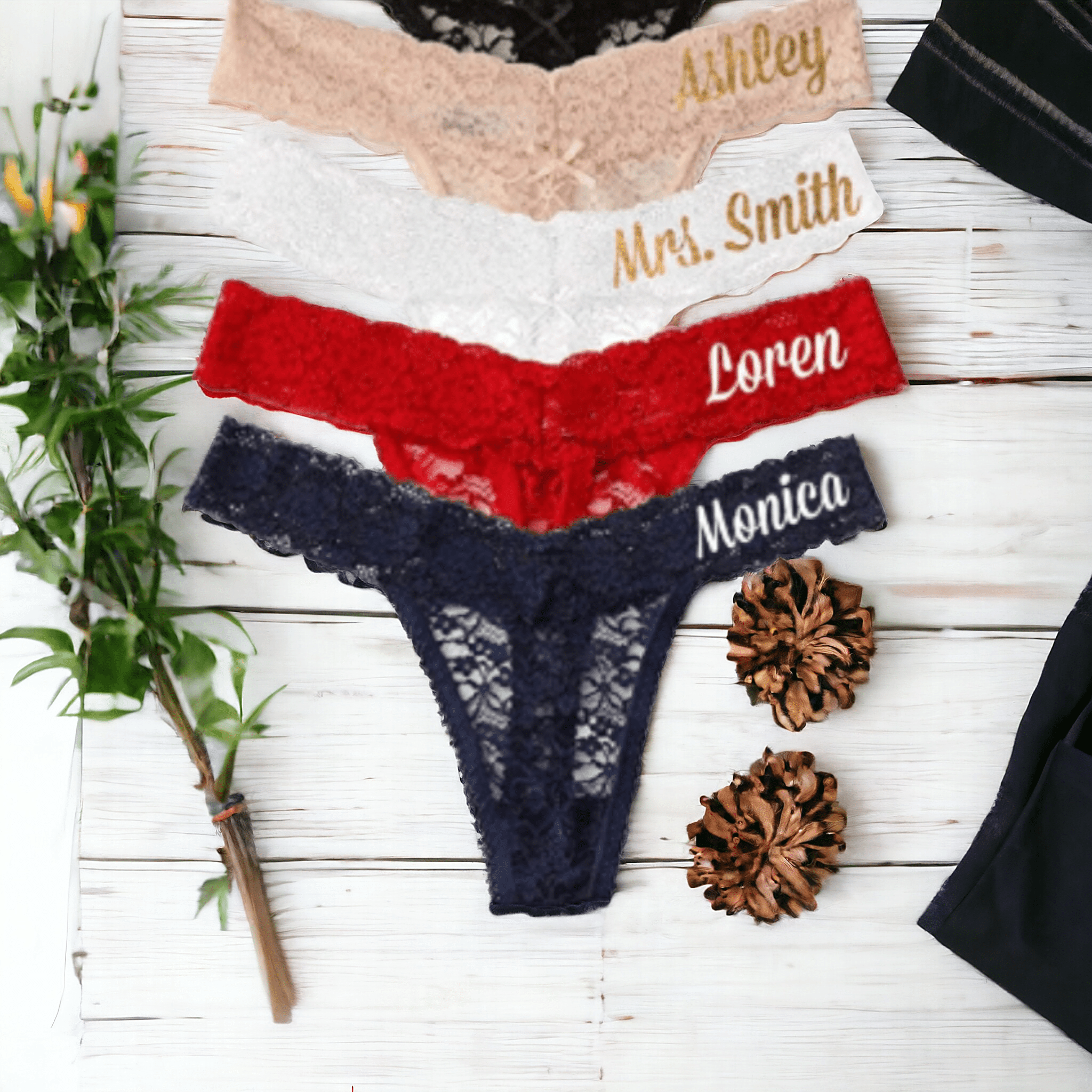 Valentine's Day Personalized Bridal Lace Thong Bride panty Wedding gift Honeymoon Lingerie Bride Lingerie valentine's day Lace Christmas - Urijah's TreasuresUrijah's TreasuresCustomValentine's Day